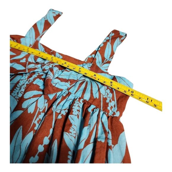 Janie and Jack Brown Blue Leaf Print Dress Size 2T Cotton Tropical Sundress - Picture 3 of 8